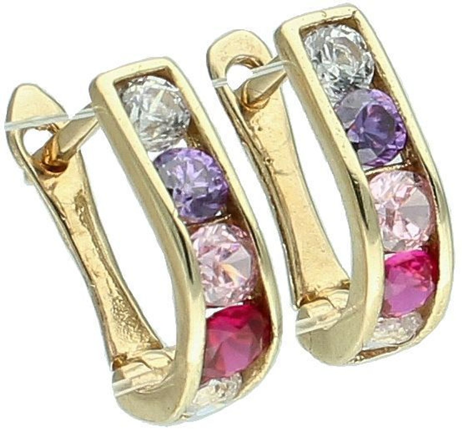 Kolczyki złote kolorowe cyrkonie próba 375, KL 1E 375 Delikatne i eleganckie złote kolczyki z kolorowymi cyrkoniami to doskonały wybór dla kobiet ceniących subtelność 11.jpg